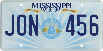 MS license plate JON456