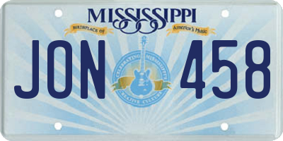 MS license plate JON458