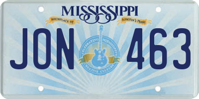 MS license plate JON463