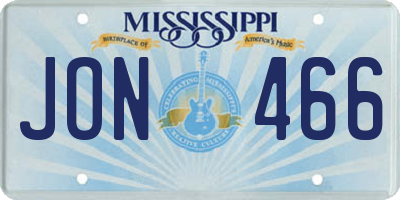 MS license plate JON466