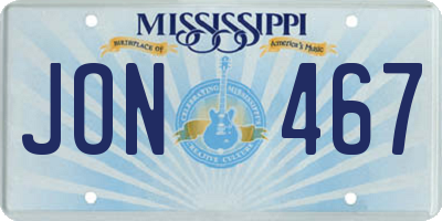 MS license plate JON467