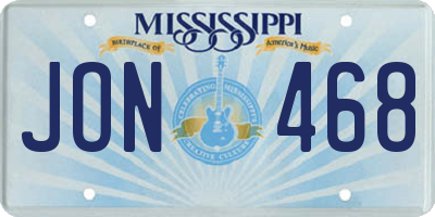 MS license plate JON468