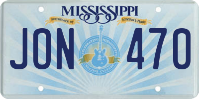 MS license plate JON470