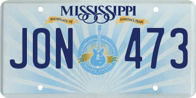 MS license plate JON473