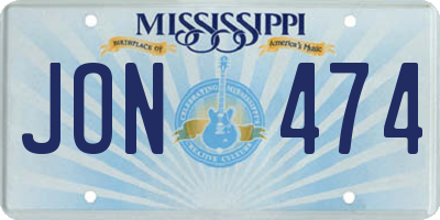 MS license plate JON474