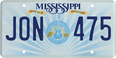 MS license plate JON475