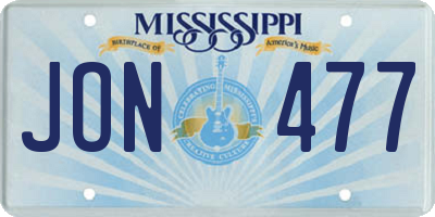 MS license plate JON477