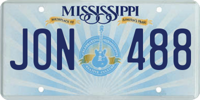 MS license plate JON488