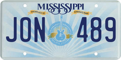 MS license plate JON489