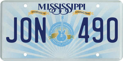 MS license plate JON490