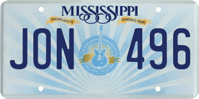 MS license plate JON496