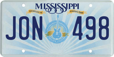 MS license plate JON498