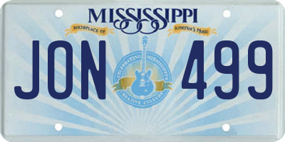 MS license plate JON499