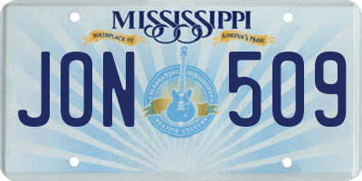 MS license plate JON509