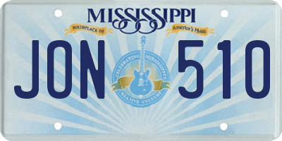 MS license plate JON510