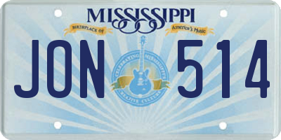 MS license plate JON514