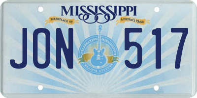 MS license plate JON517
