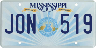MS license plate JON519