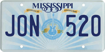 MS license plate JON520