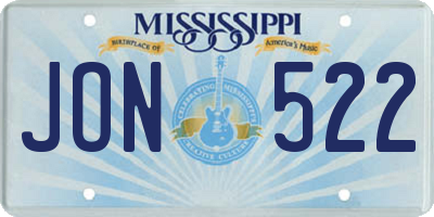 MS license plate JON522