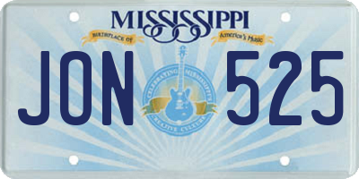 MS license plate JON525