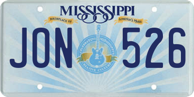 MS license plate JON526