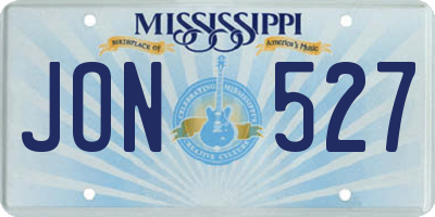 MS license plate JON527