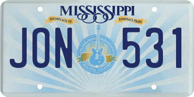 MS license plate JON531