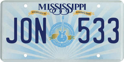 MS license plate JON533