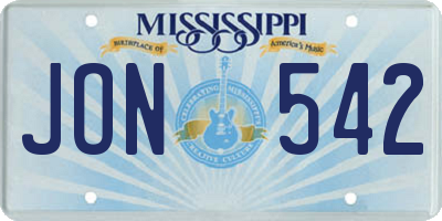 MS license plate JON542