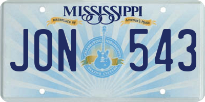 MS license plate JON543