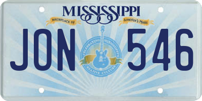 MS license plate JON546