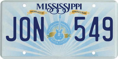 MS license plate JON549