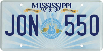 MS license plate JON550
