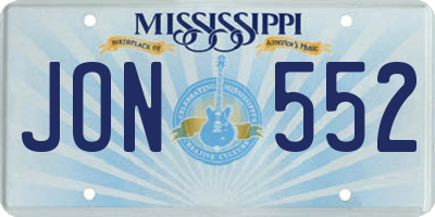 MS license plate JON552