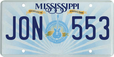 MS license plate JON553