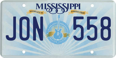 MS license plate JON558