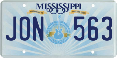 MS license plate JON563