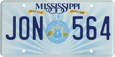MS license plate JON564
