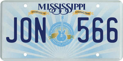 MS license plate JON566