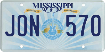 MS license plate JON570