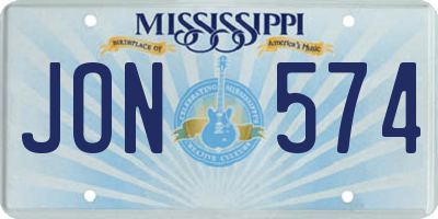 MS license plate JON574