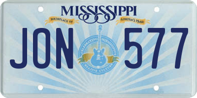 MS license plate JON577