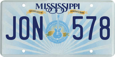 MS license plate JON578