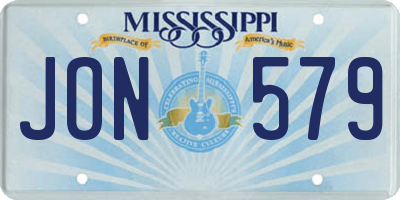 MS license plate JON579