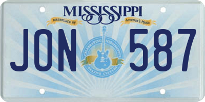 MS license plate JON587