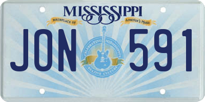 MS license plate JON591