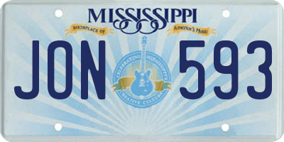 MS license plate JON593