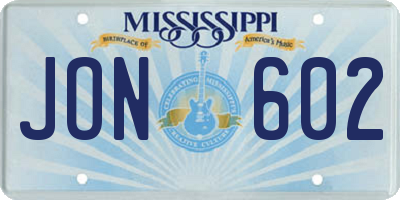 MS license plate JON602