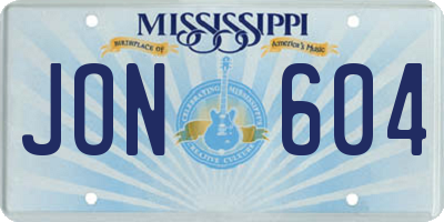 MS license plate JON604